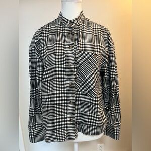 Banana Republic Gingham Button Shirt Jacket S/P Black White